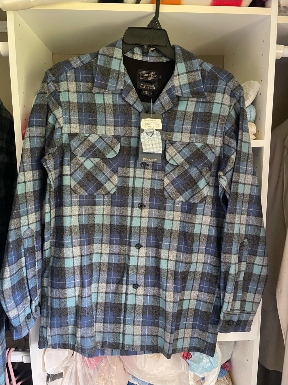 Pendleton Blue and Black Plaid Button-Up Shirt